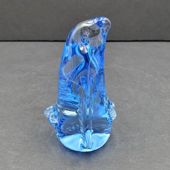 Blue Glass Penguin Paperweight Statue Figurine - Picture 5 of 8